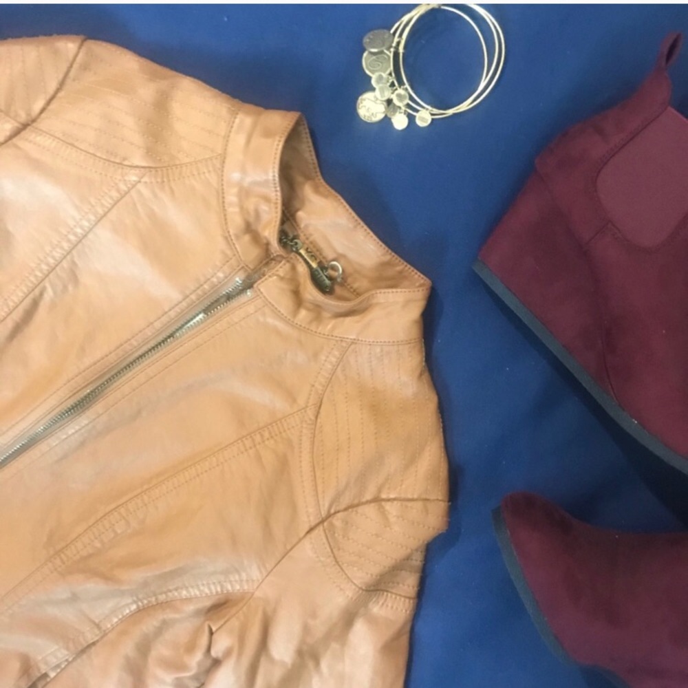 Tan Faux Leather Jacket